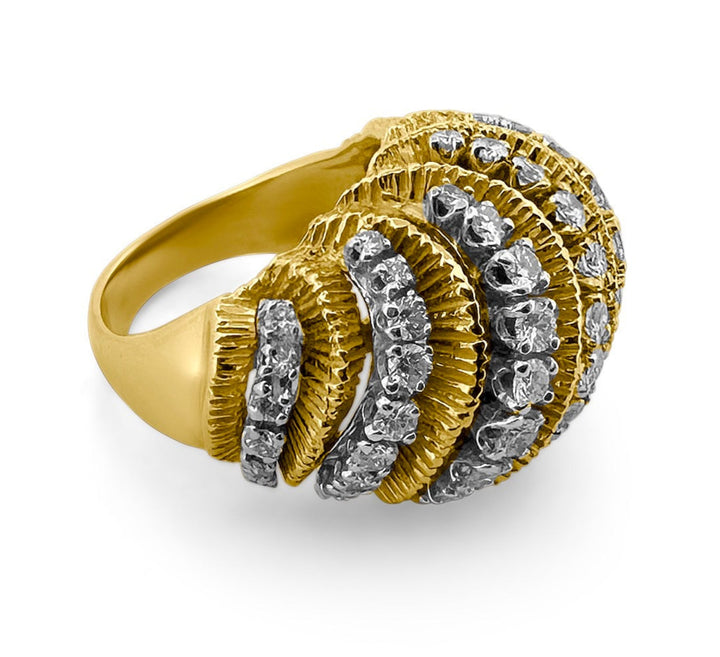 2.50ctw Round Brilliant Cut Diamond Bombé Cocktail Ring in 18k Two-tone Gold