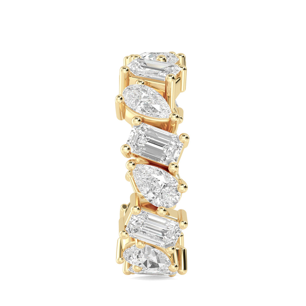 4.19ctw Alternating Pear and Emerald Cut Lab-Grown Diamond Eternity Ring in 14k Yellow Gold