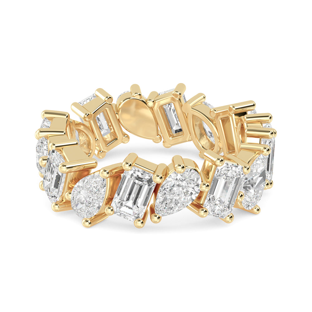 4.19ctw Alternating Pear and Emerald Cut Lab-Grown Diamond Eternity Ring in 14k Yellow Gold