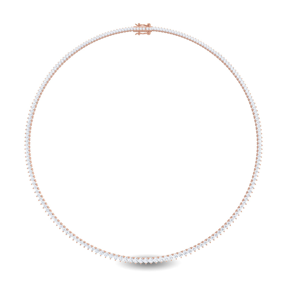 10ctw Diamond Tennis Necklace in 14k Rose Gold