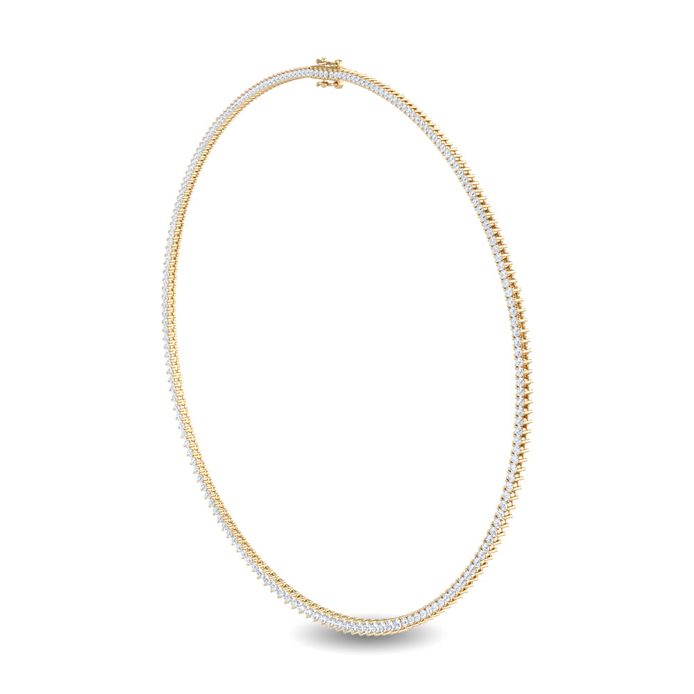10ctw Round Brilliant Lab-Grown Diamond Tennis Necklace in 14k Yellow Gold