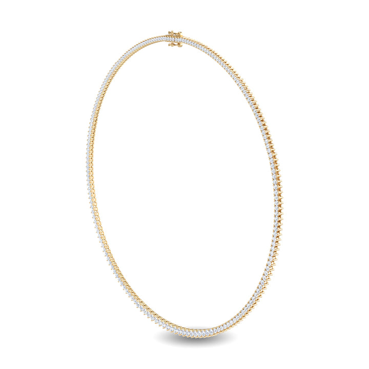10ctw Round Brilliant Lab-Grown Diamond Tennis Necklace in 14k Yellow Gold