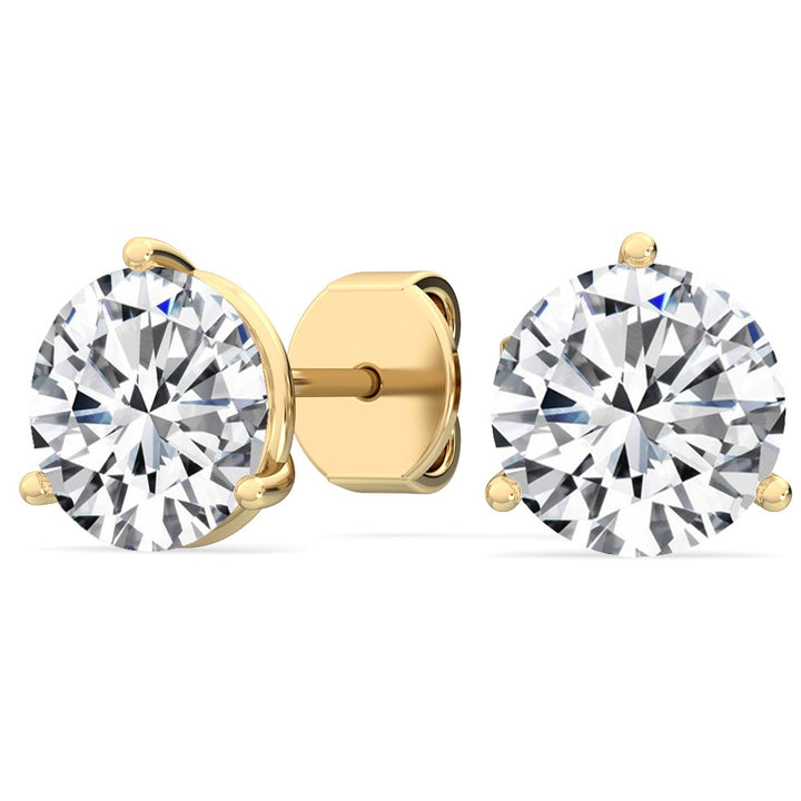 3.06ctw Round Brilliant Lab Grown Diamond Stud Earrings in 14k Yellow Gold