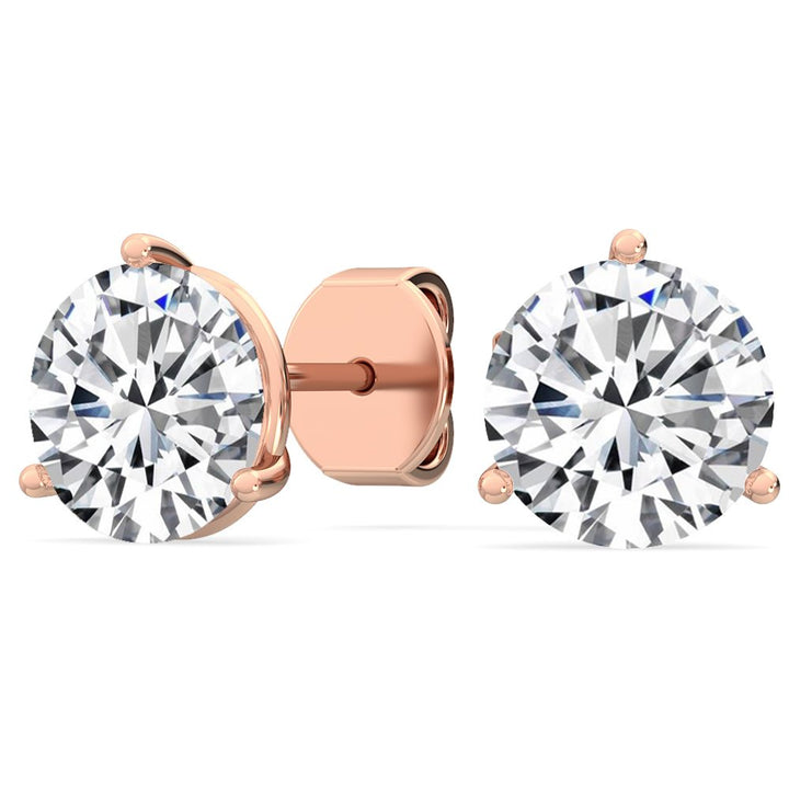3.06ctw Round Brilliant Lab Grown Diamond Stud Earrings in 14k Rose Gold