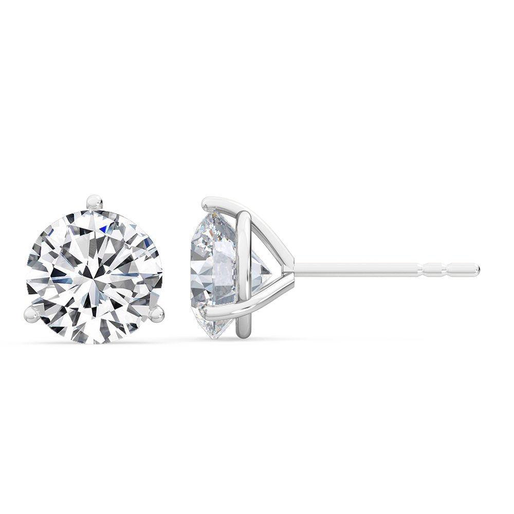5ctw Round Brilliant Lab-Grown Diamond Solitaire Stud Earrings in 14k White Gold