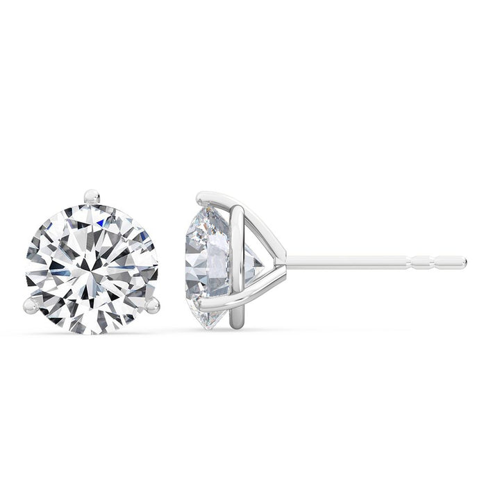 5ctw Round Brilliant Lab-Grown Diamond Solitaire Stud Earrings in 14k White Gold