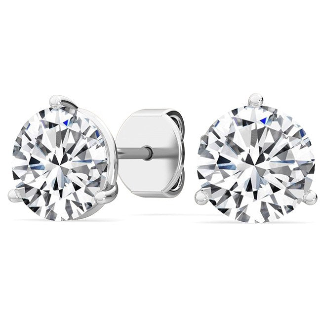 5ctw Round Brilliant Lab-Grown Diamond Solitaire Stud Earrings in 14k White Gold