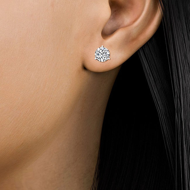 5ctw Round Brilliant Lab-Grown Diamond Solitaire Stud Earrings in 14k White Gold