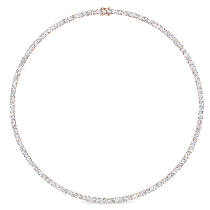 12.60ctw Round Brilliant Lab-Grown Diamond Tennis Necklace in 14k Rose Gold