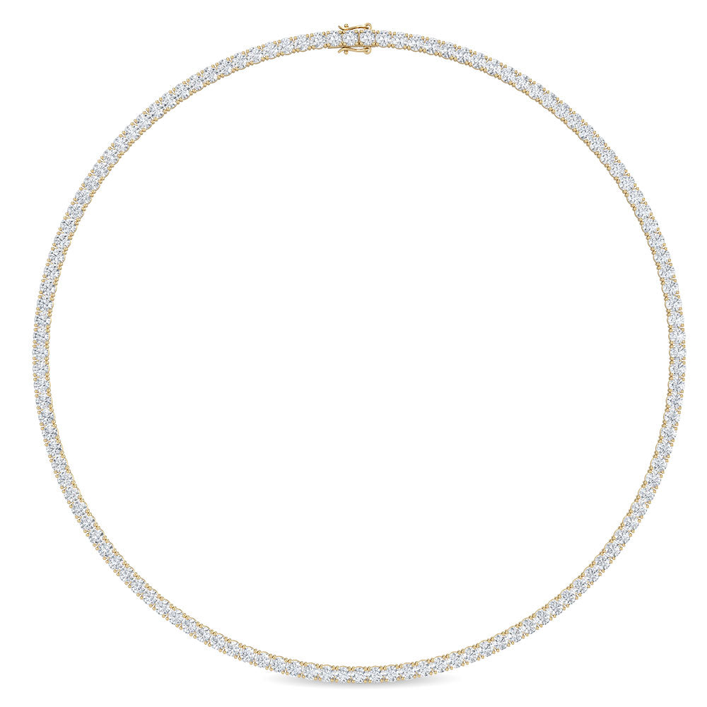 12.60ctw Round Brilliant Lab-Grown Diamond Tennis Necklace in 14k Yellow Gold