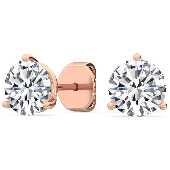 1.50ctw Round Brilliant Lab-Grown Diamond Stud Earrings in 14k Rose Gold