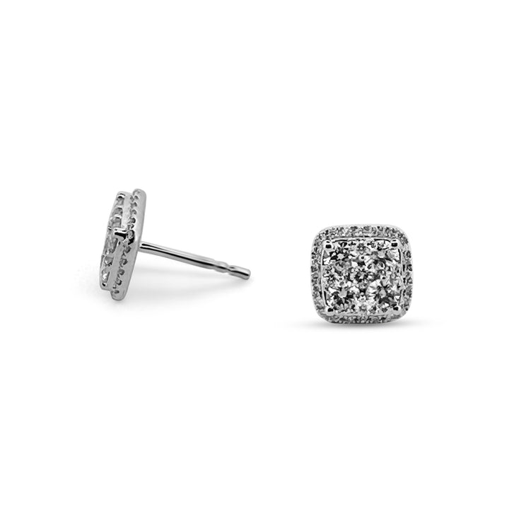 1.07ctw Round Brilliant Cluster Lab Grown Diamond Stud Earrings in 14k White Gold- side