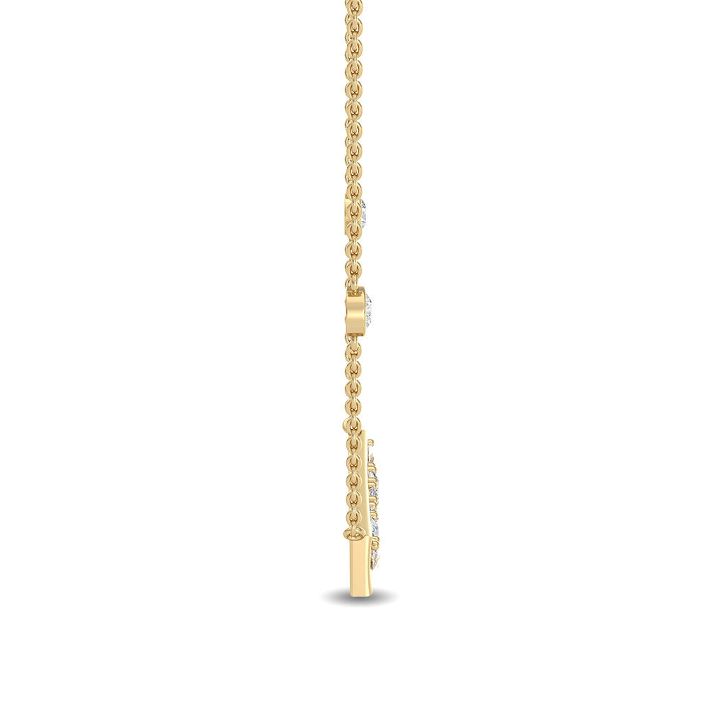 0.65ctw Fancy Shaped Lab-Grown Diamond 9-Stone Bar Necklace in 14k Yellow Gold