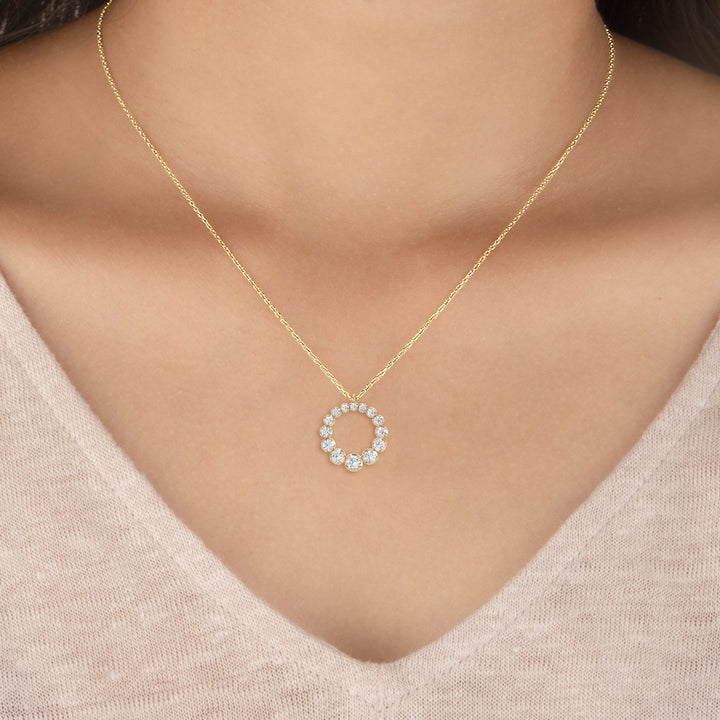 0.56ctw Round Brilliant Lab-Grown Diamond Circle Necklace in 14k Yellow Gold