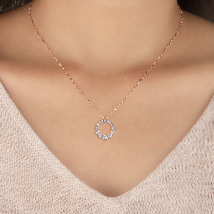 0.56ctw Round Brilliant Lab-Grown Diamond Circle Necklace in 14k Rose Gold