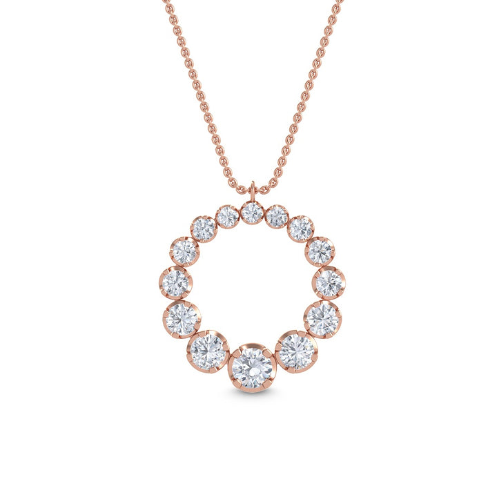 0.56ctw Round Brilliant Lab-Grown Diamond Circle Necklace in 14k Rose Gold
