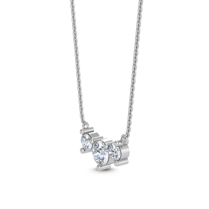 0.90ctw Round Brilliant Lab-Grown Diamond 3-Stone Necklace in 14k White Gold