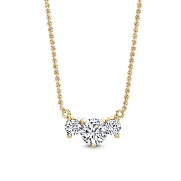0.90ctw Round Brilliant Lab-Grown Diamond 3-Stone Necklace in 14k Yellow Gold