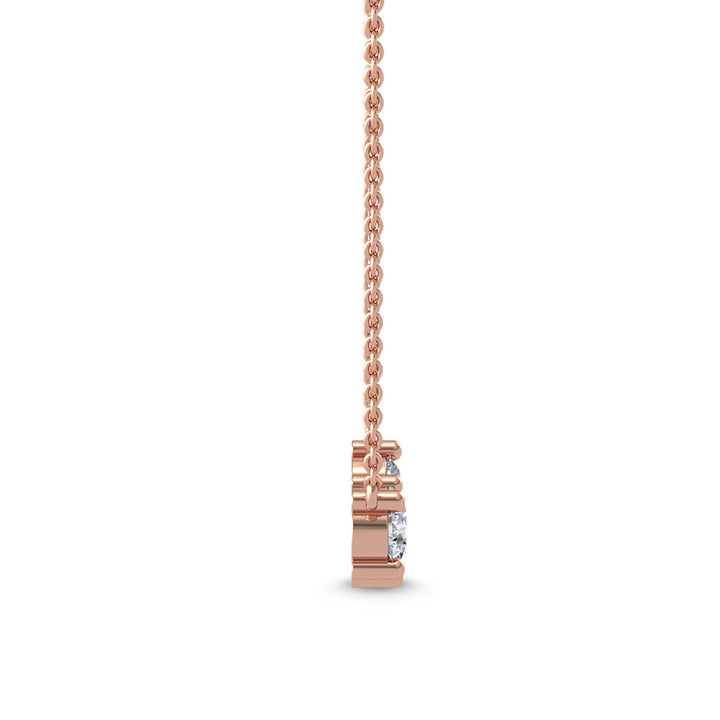 0.90ctw Round Brilliant Lab-Grown Diamond 3-Stone Necklace in 14k Rose Gold
