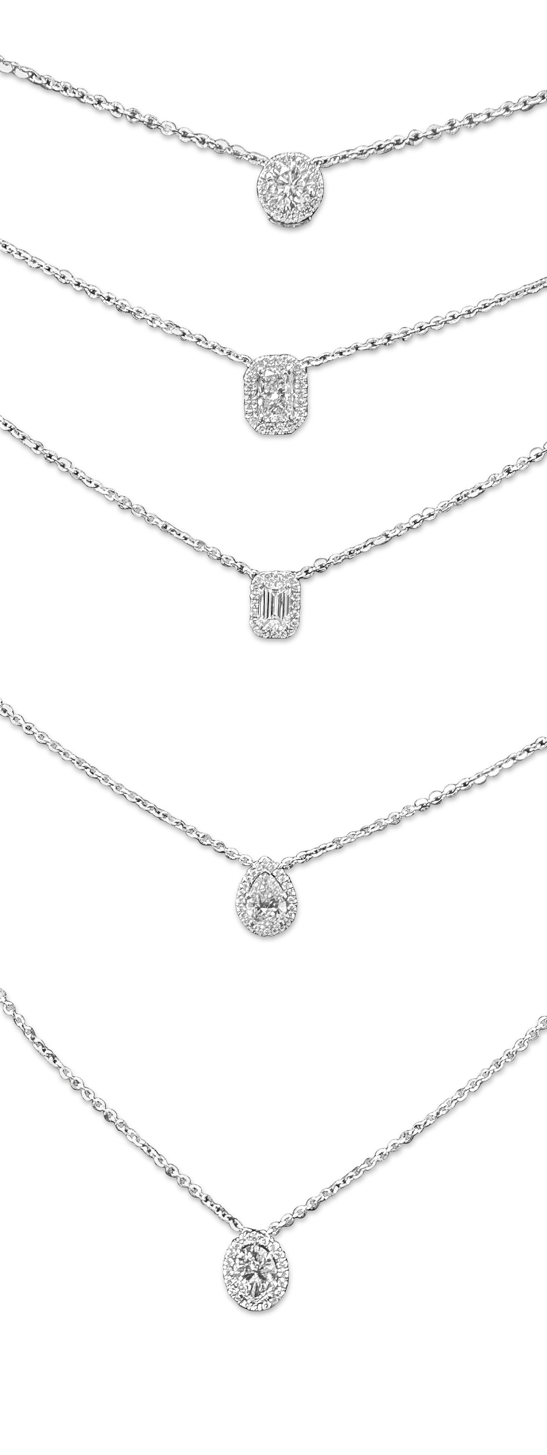 Various Lab-Grown Diamond Halo Pendant Necklaces Available