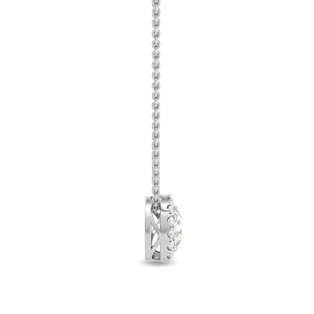 0.63ctw Round Brilliant Lab-Grown Diamond Halo Necklace in 14k White Gold