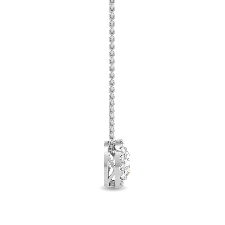 0.63ctw Round Brilliant Lab-Grown Diamond Halo Necklace in 14k White Gold