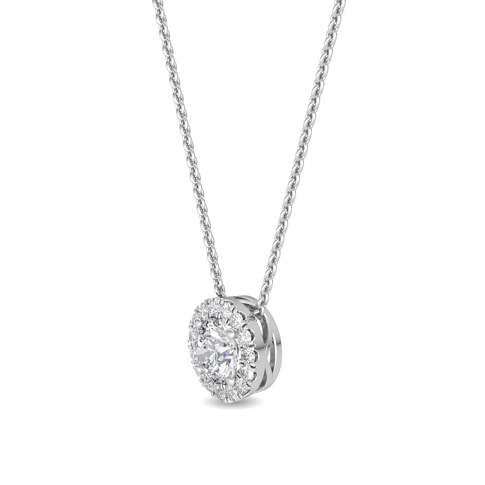 0.63ctw Round Brilliant Lab-Grown Diamond Halo Necklace in 14k White Gold