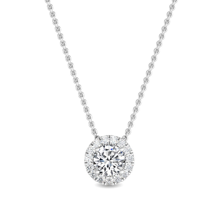 0.63ctw Round Brilliant Lab-Grown Diamond Halo Necklace in 14k White Gold