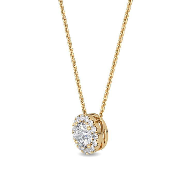 0.63ctw Round Brilliant Lab-Grown Diamond Halo Necklace in 14k Yellow Gold