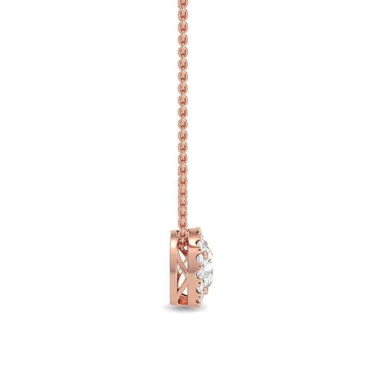 0.63ctw Round Brilliant Lab-Grown Diamond Halo Necklace in 14k Rose Gold