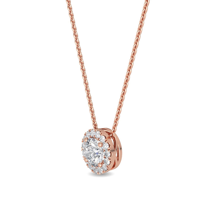 0.63ctw Round Brilliant Lab-Grown Diamond Halo Necklace in 14k Rose Gold