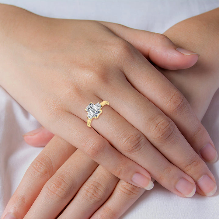 IGI Graded 2.67ctw Emerald Cut & Trapezoid Lab-Grown Diamond Engagement Ring 14k Yellow Gold