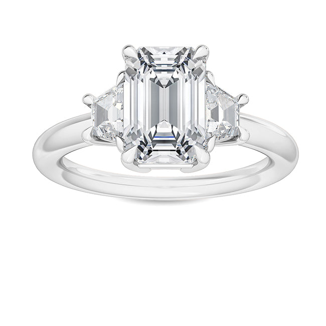 IGI Graded 2.67ctw Emerald Cut & Trapezoid Lab-Grown Diamond Engagement Ring 14k White Gold