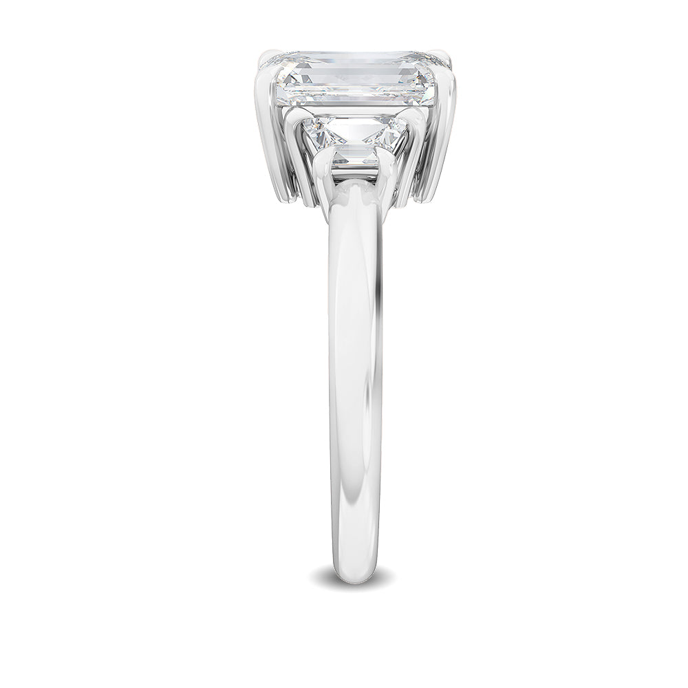 IGI Graded 2.67ctw Emerald Cut & Trapezoid Lab-Grown Diamond Engagement Ring 14k White Gold