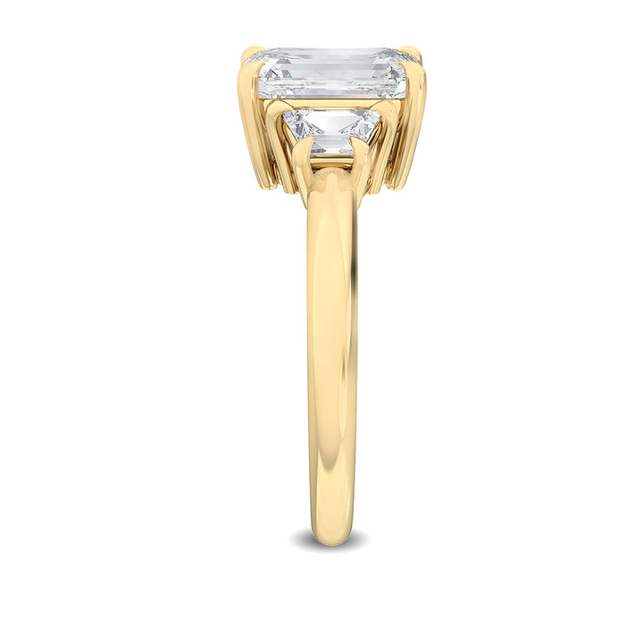 IGI Graded 2.67ctw Emerald Cut & Trapezoid Lab-Grown Diamond Engagement Ring 14k Yellow Gold