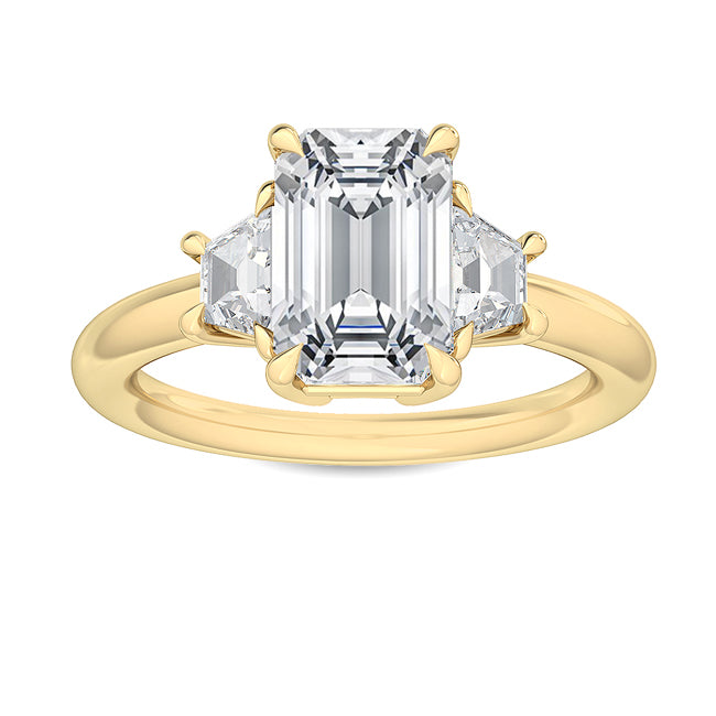 IGI Graded 2.67ctw Emerald Cut & Trapezoid Lab-Grown Diamond Engagement Ring 14k Yellow Gold