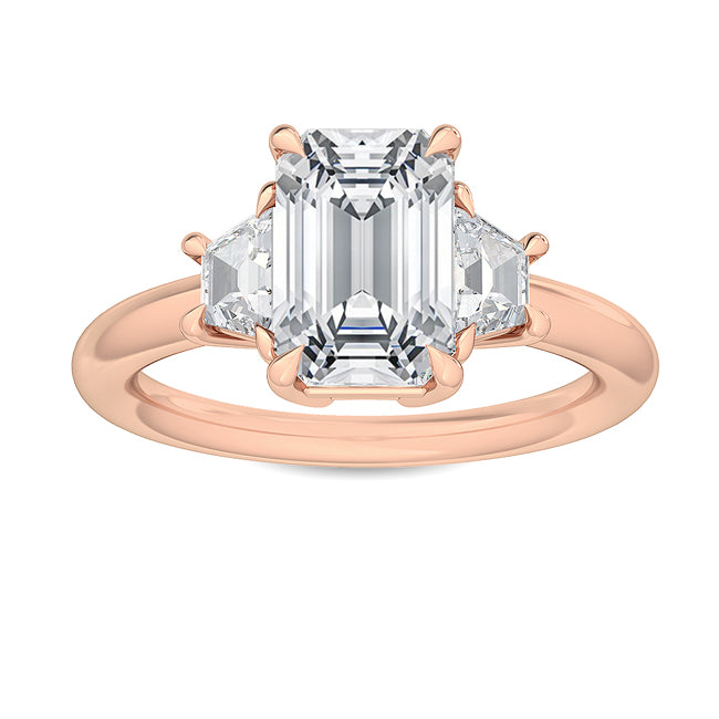 IGI Graded 2.67ctw Emerald Cut & Trapezoid Lab-Grown Diamond Engagement Ring 14k Rose Gold