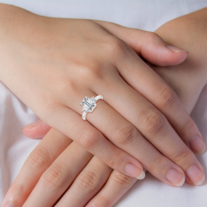IGI Graded 2.67ctw Emerald Cut & Trapezoid Lab-Grown Diamond Engagement Ring 14k White Gold