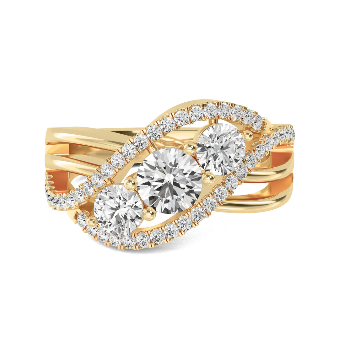 1.26ctw Round Brilliant Lab-Grown Diamond 3-Stone Ring in 14k Yellow Gold