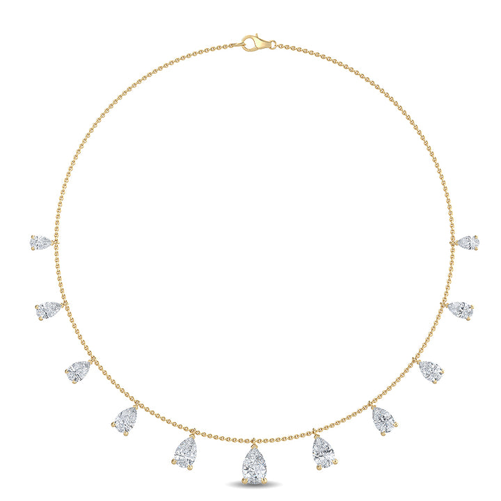 4.21ctw Pear Cut Lab-Grown Diamond Station Necklace in 14k Yellow Gold