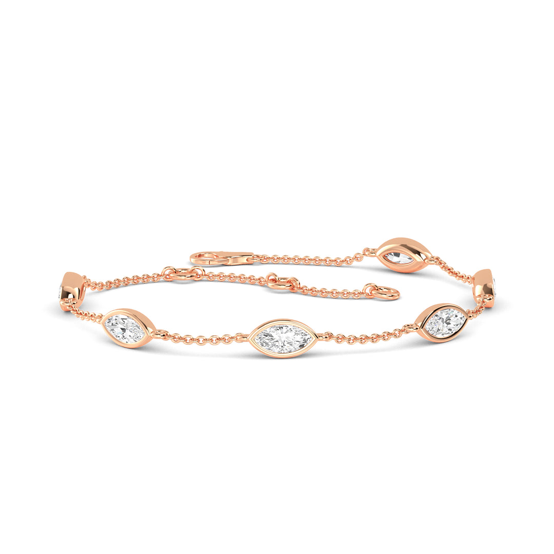 0.92ctw Marquise Cut Lab-Grown Diamonds By the Yard Station Bracelet in 14kt Gold