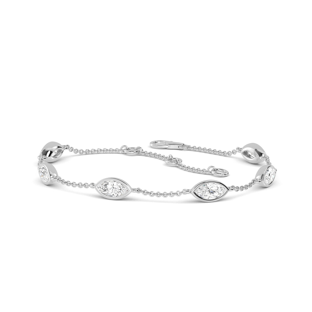 0.92ctw Marquise Cut Lab-Grown Diamonds By the Yard Station Bracelet in 14kt Gold