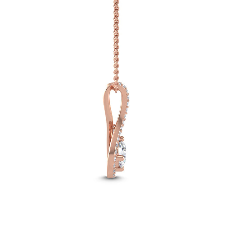 0.76ctw Round Brilliant Lab-Grown Diamond Halo Pendant Necklace in 14k Rose Gold
