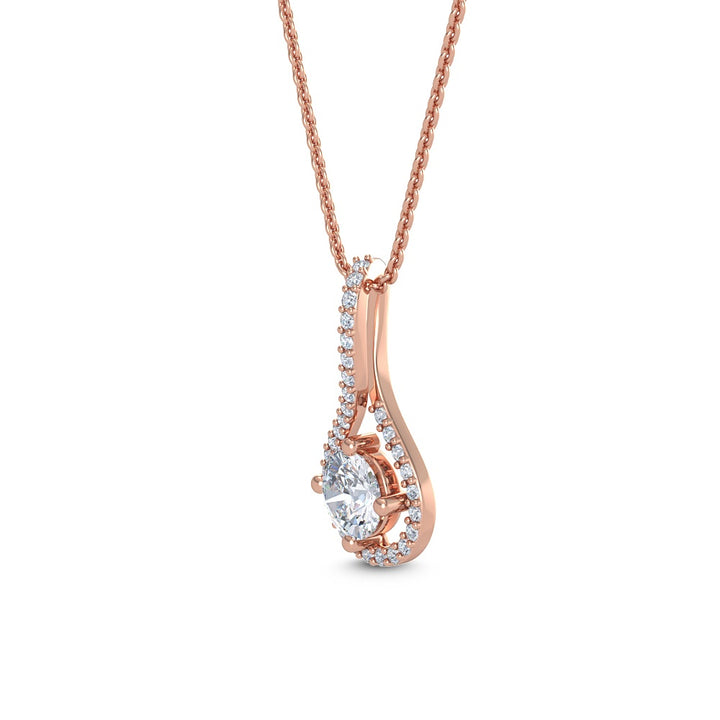 0.76ctw Round Brilliant Lab-Grown Diamond Halo Pendant Necklace in 14k Rose Gold