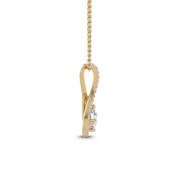 0.76ctw Round Brilliant Lab-Grown Diamond Halo Pendant Necklace in 14k Yellow Gold