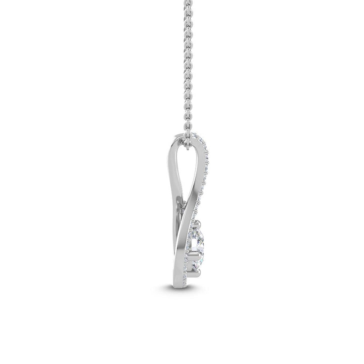 0.76ctw Round Brilliant Lab-Grown Diamond Halo Pendant Necklace in 14k White Gold
