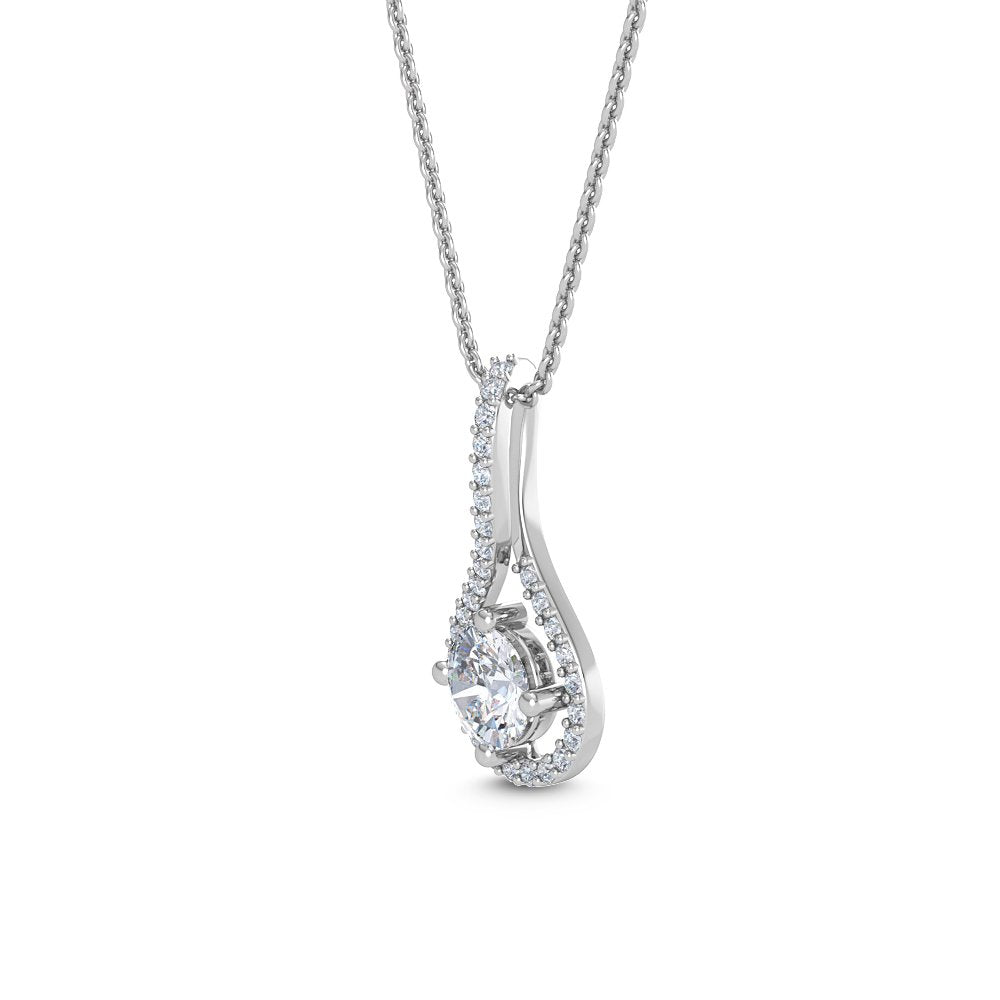 0.76ctw Round Brilliant Lab-Grown Diamond Halo Pendant Necklace in 14k White Gold