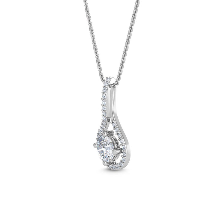 0.76ctw Round Brilliant Lab-Grown Diamond Halo Pendant Necklace in 14k White Gold