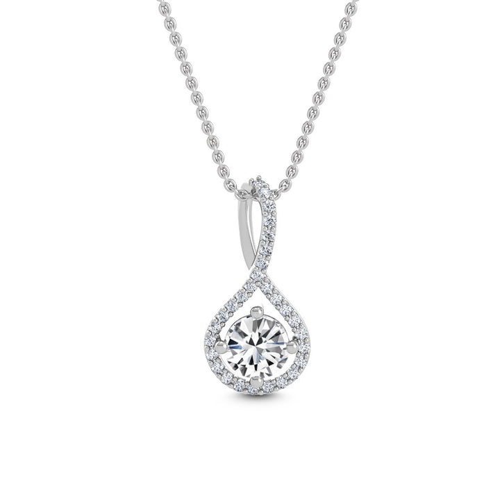 0.76ctw Round Brilliant Lab-Grown Diamond Halo Pendant Necklace in 14k White Gold