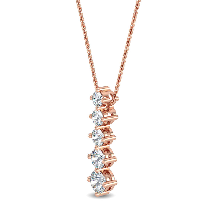 1.09ctw Round Brilliant Lab-Grown Diamond 5-Stone Pendant Necklace in 14k Rose Gold